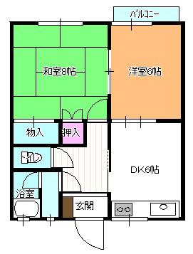 サンライト東山B棟(2DK/2階)の間取り写真