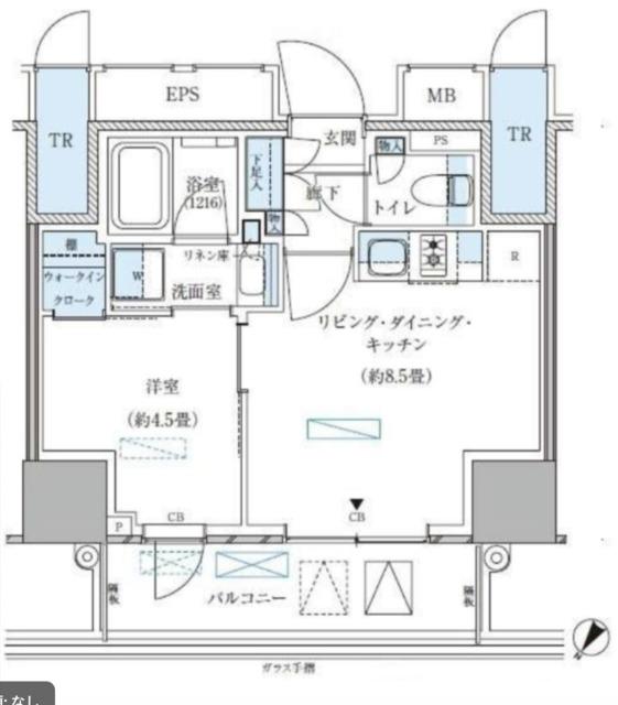 パークアクシス五反田スカイタワー(1LDK/20階)の間取り写真