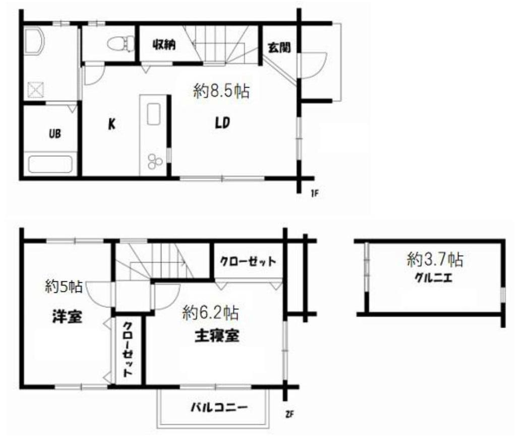 FEEL-G壱番館(2LDK/1階)の間取り写真