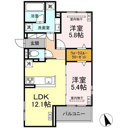 アルドゥール(2LDK/2階)の間取り写真
