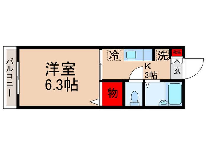 オーチャードハウス(1K/2階)の間取り写真