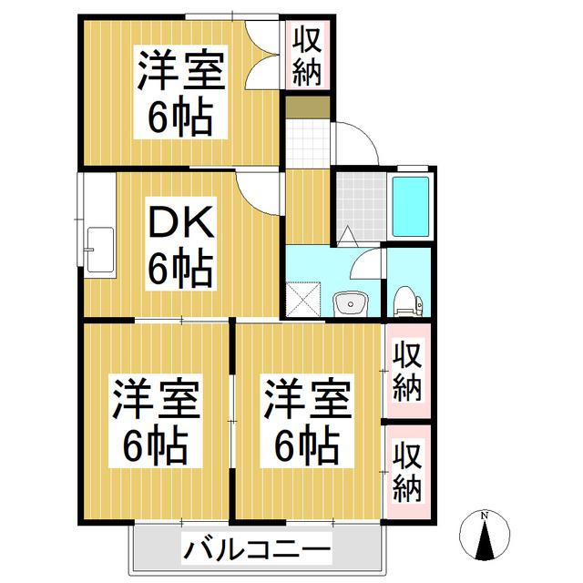 アイディル金子 A棟(3DK/2階)の間取り写真