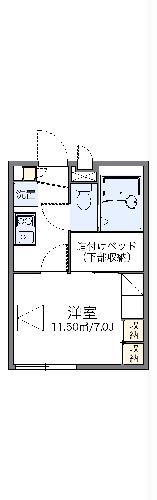 レオパレスレーブメルベーユII(1K/1階)の間取り写真