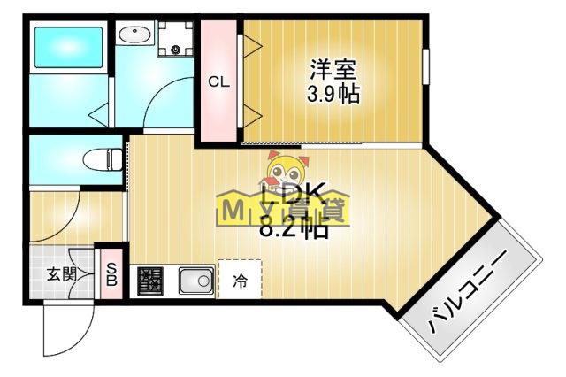 LEGIOIE太閤通4(1LDK/4階)の間取り写真