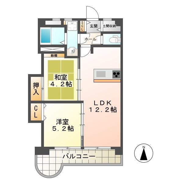 岐山ハイツ(2LDK/3階)の間取り写真