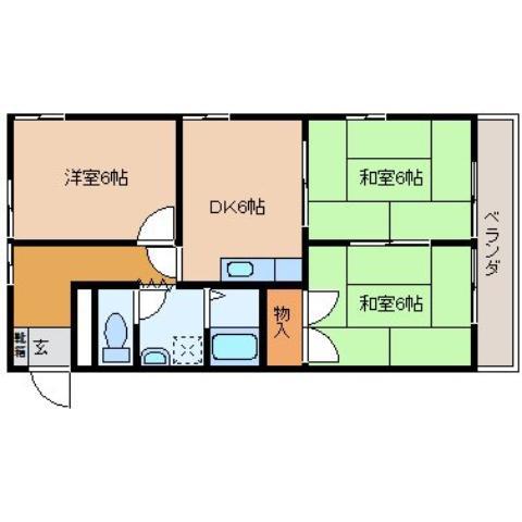 半田ハイツ(3DK/2階)の間取り写真