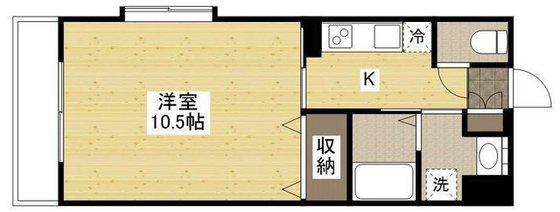 フラット府中(1K/3階)の間取り写真