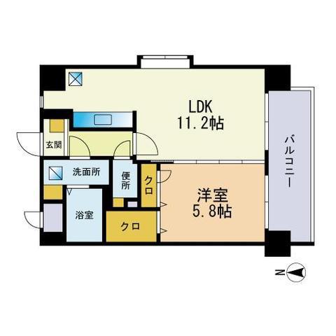 シャトーラフルール(1LDK/8階)の間取り写真