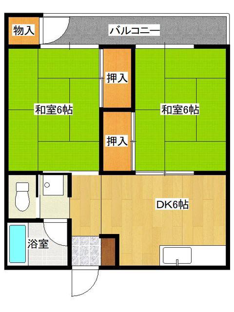 谷アパート(2DK/1階)の間取り写真