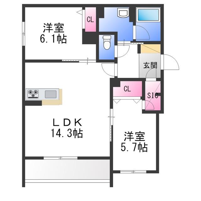 SONGLINE(2LDK/1階)の間取り写真