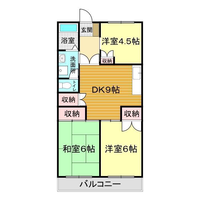 ソレイユ綾羅木(3DK/2階)の間取り写真