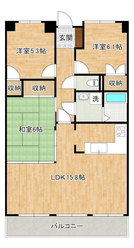 クラブハウス企救丘(3LDK/3階)の間取り写真