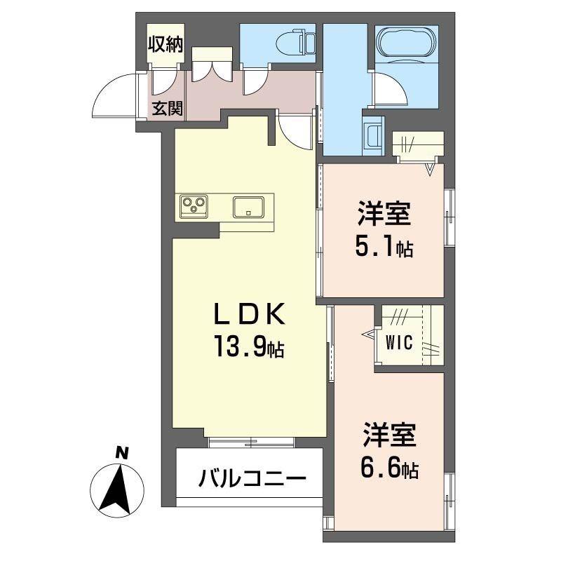 クレスティーク(2LDK/1階)の間取り写真