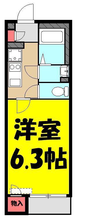 オカムラハイツ6(1K/1階)の間取り写真