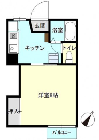 ルシエルA棟(1K/2階)の間取り写真