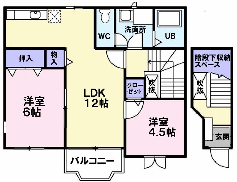 サウス・ウィンド II(2LDK/2階)の間取り写真