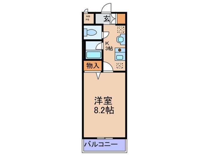 グランサンベール矢野(1K/3階)の間取り写真