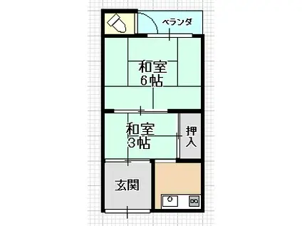 晴美荘(2K/1階)の間取り写真