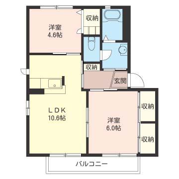 SHAMAISON ハイツヤマト II(2LDK/1階)の間取り写真