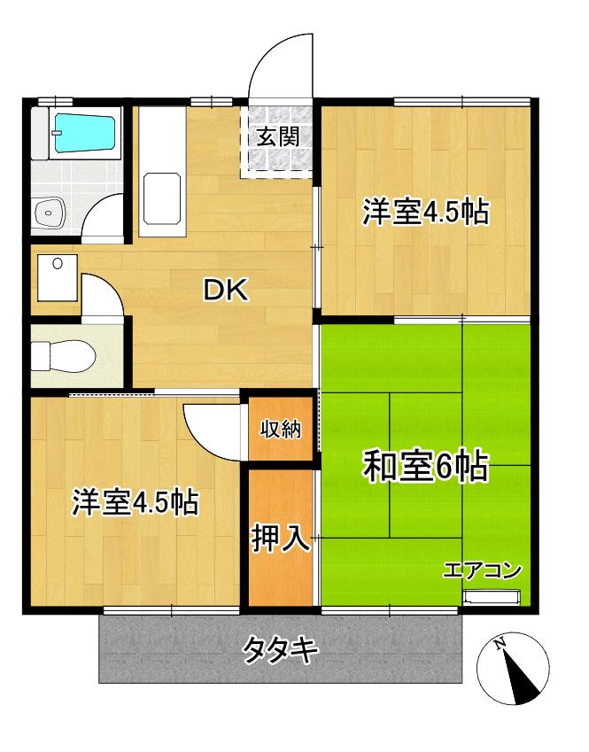 初音コーポ(3DK/1階)の間取り写真