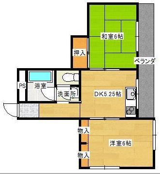 パールハイツ楠葉(2DK/2階)の間取り写真