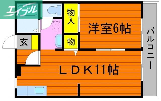 モデラート21 B棟(1LDK/1階)の間取り写真