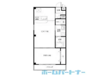 ピーススクエア鴨島(1LDK/1階)の間取り写真