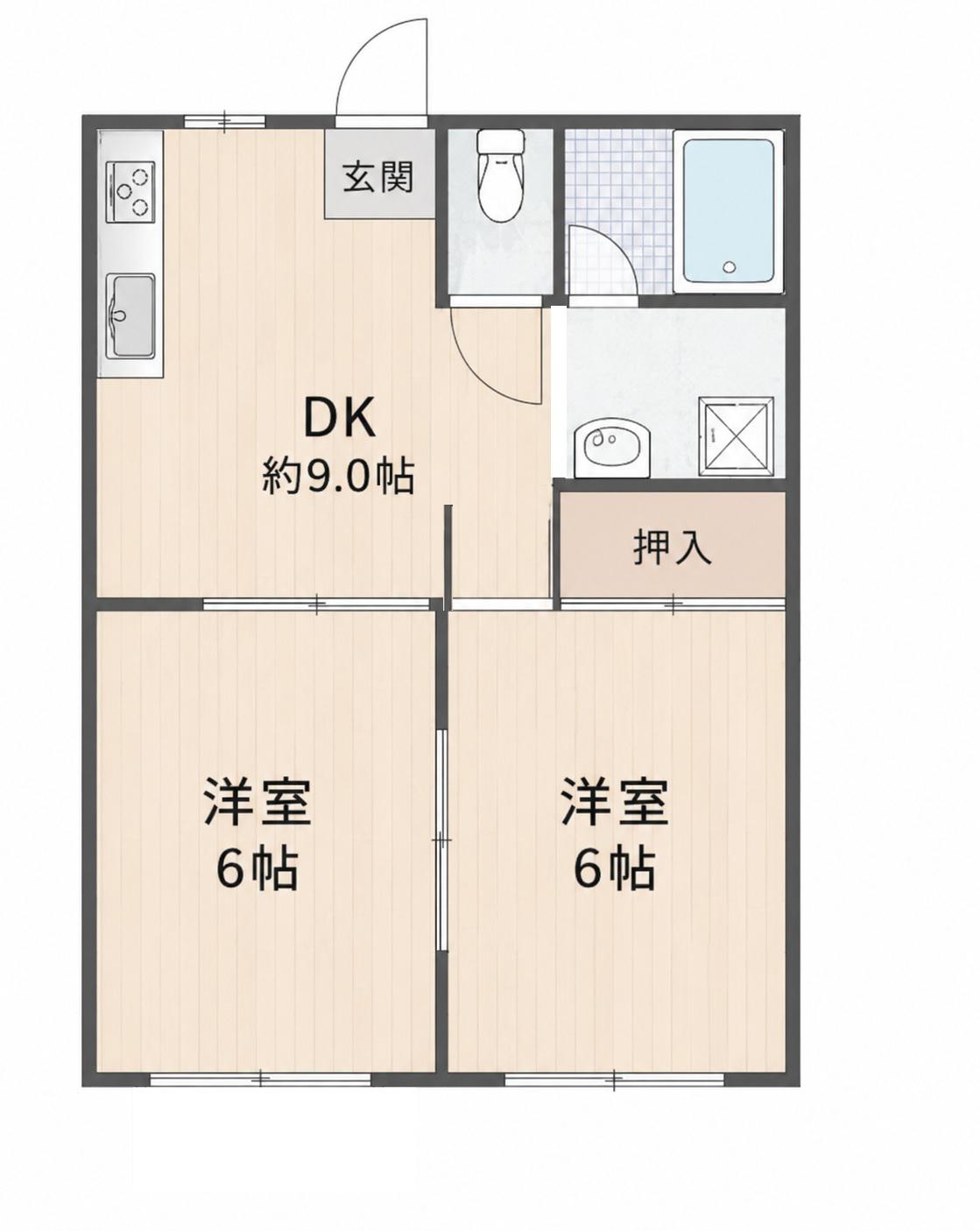 メゾンKAZU2号(2DK/1階)の間取り写真