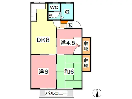 コーポ原(3DK/2階)の間取り写真