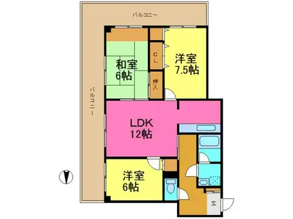 マイルストーン泉(3LDK/6階)の間取り写真