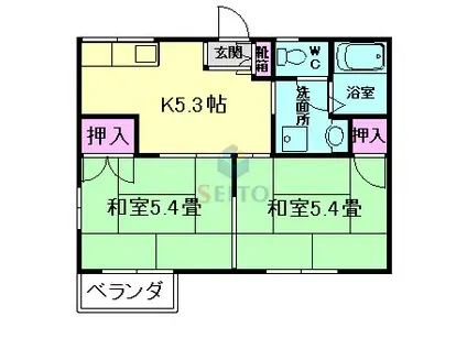ハイツハル(2K/2階)の間取り写真