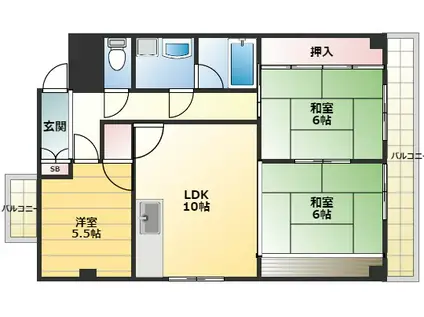 ユーキマンション(2LDK/3階)の間取り写真