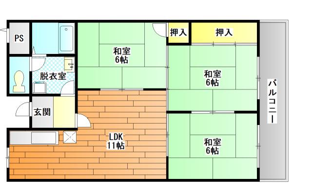 ドリーム松村(3LDK/2階)の間取り写真