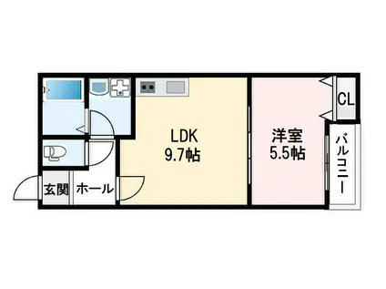 コンフォール道明寺駅西(1LDK/1階)の間取り写真