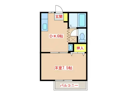 シェスタ翔(1DK/2階)の間取り写真