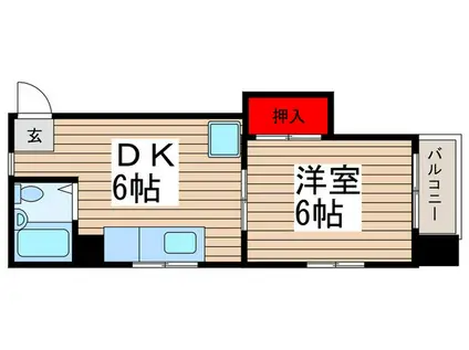 啓成ハイツ市川(1DK/3階)の間取り写真
