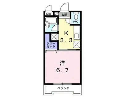 八坂マンション(1K/2階)の間取り写真