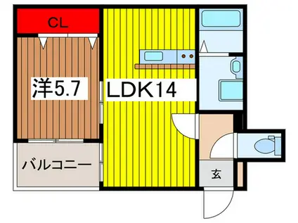 ホワイトキャッスル(1LDK/1階)の間取り写真