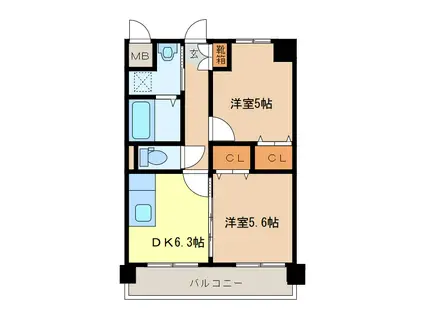 オーツマンション(2DK/3階)の間取り写真