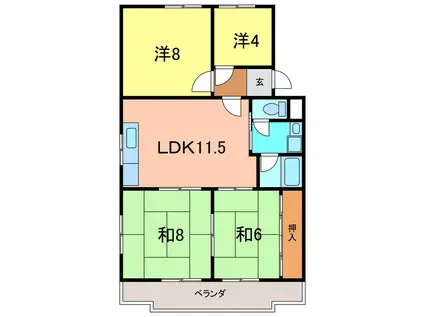 マンション鈴木B(4LDK/3階)の間取り写真
