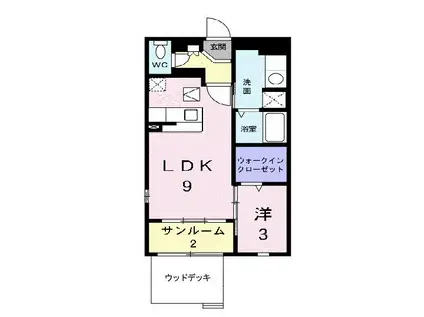 リバ・シティ夢咲III(1LDK/1階)の間取り写真