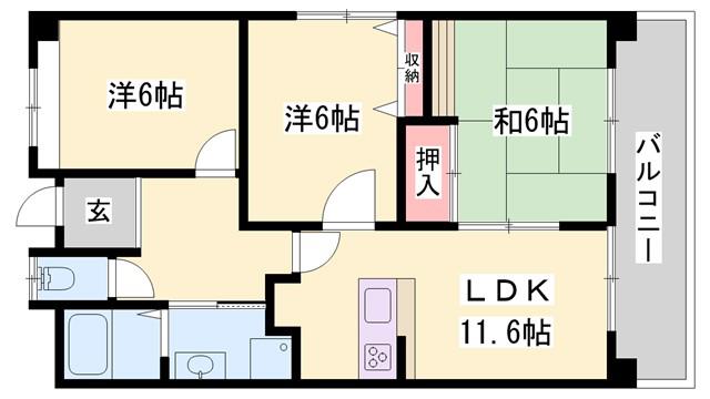 サニーリバー(3LDK/3階)の間取り写真