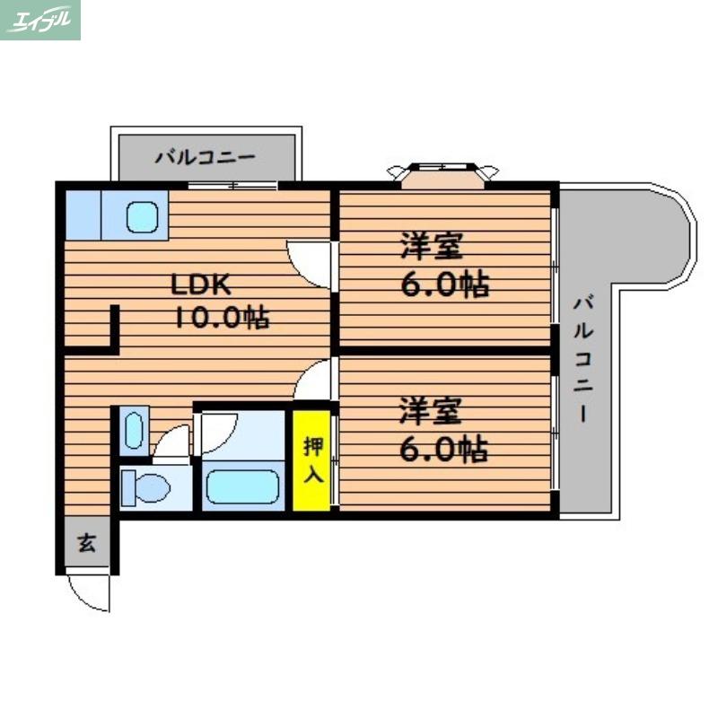 三貴ビル(2LDK/2階)の間取り写真