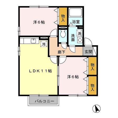 MJフォレストB(2LDK/2階)の間取り写真