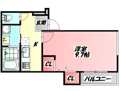 フジパレス西三荘II番館(1K/2階)の間取り写真