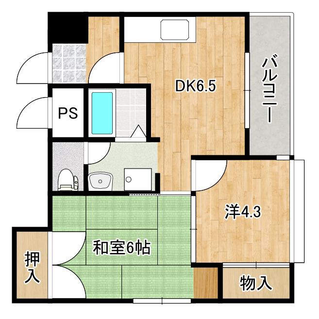 ハイムあいざわ(2DK/2階)の間取り写真