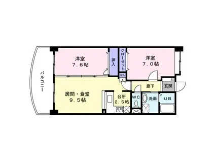 グラントゥール姪浜(2LDK/3階)の間取り写真