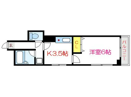 ドミール開成(1DK/3階)の間取り写真