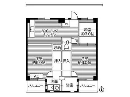 ビレッジハウス鎌倉3号棟(3DK/3階)の間取り写真