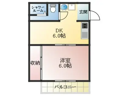 オレンジマンション(1DK/3階)の間取り写真